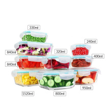 Factory Microwave glass Lunch box Food glass storage container with Airtight Lock Lids